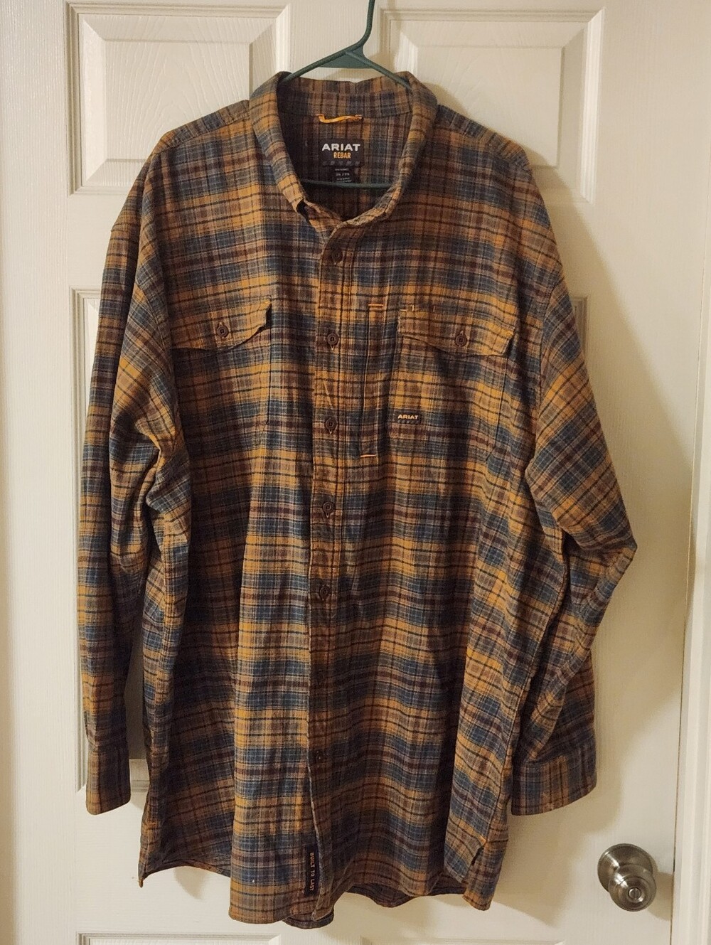 Ariat Rebar Men 3XL Button Down Plaid Long Sleeve Shirt